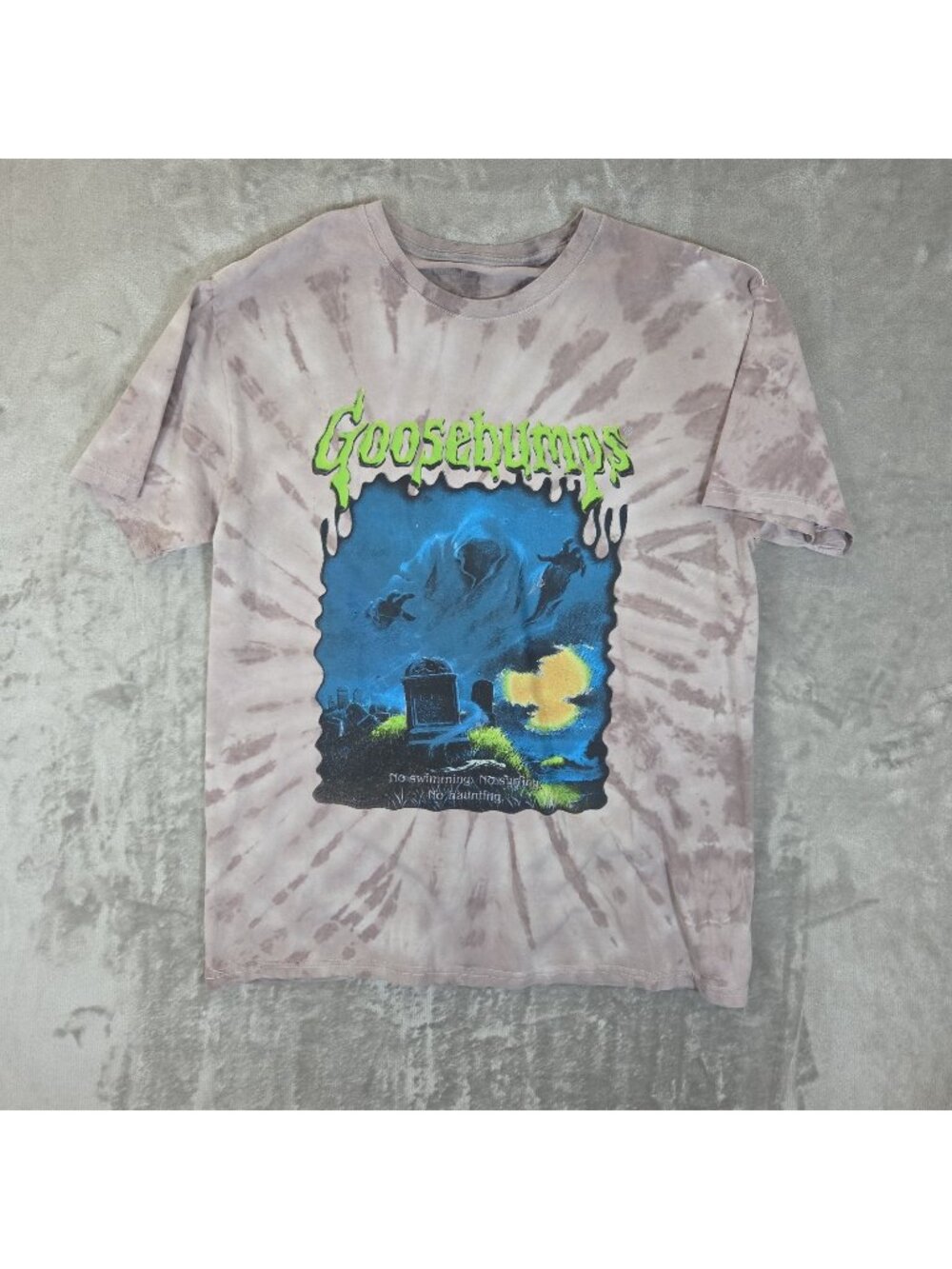 Goosebumps Ghost Beach T Shirt Mens Tie Dye Horror RL Stine Gray Medium